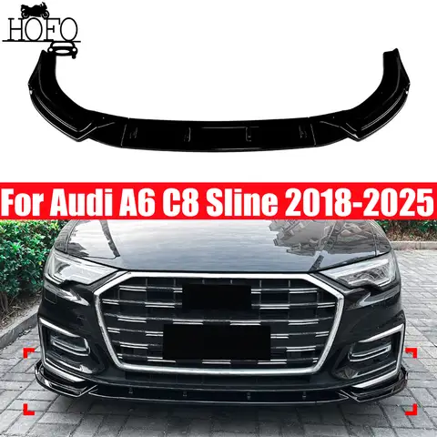 아우디 A6 C8 S라인 2018-2025 프론트 범퍼 립 스포일러 스플리터 디퓨저 바디 키트