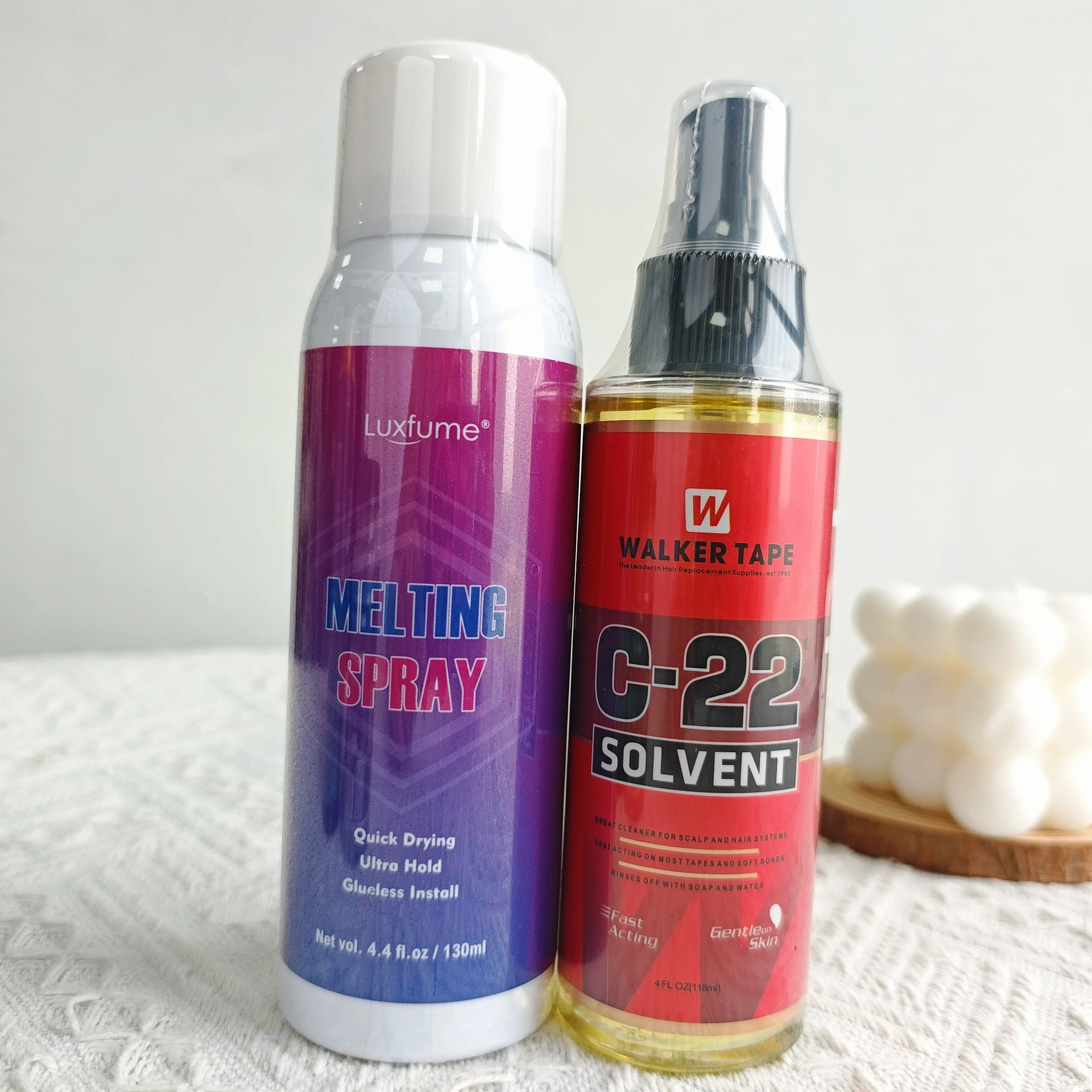 طقم صيانة الشعر المستعار للعناية بالزيت، لاصق رذاذ قوي للغاية، مزيل C22 غير مرئي، دانتيل للتحكم في الحافة الأمامية