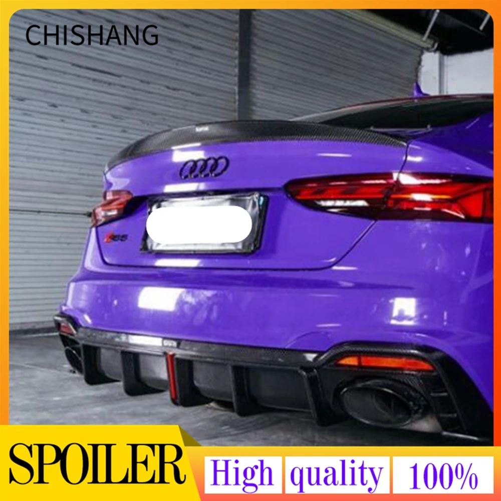 

Car Styling Real Carbon Fiber Rear Tunk Spoiler For AUDI A5 S5 RS5 2017 2018 2019 2020 2021 Wing Lip Spoilers Car Accessories