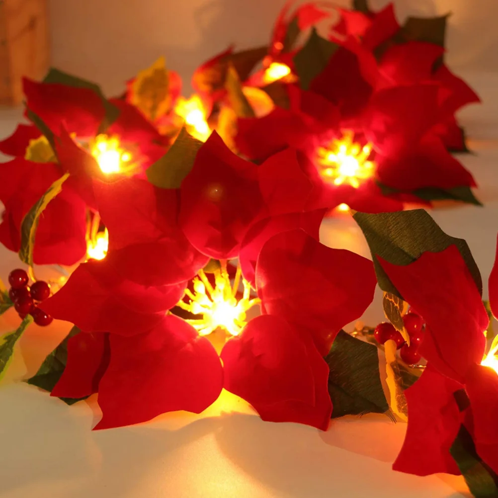 

1pc Christmas String Lights Red Flower Xmas Decoration Door Lintel PVC Party Home Festival Xmas String Lamps