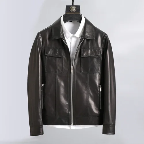 Jacket Genuine Leather Men Sheepskin Coats Motorcycle Mens Clothing Plus Size  Spring Autumn Campera Hombre