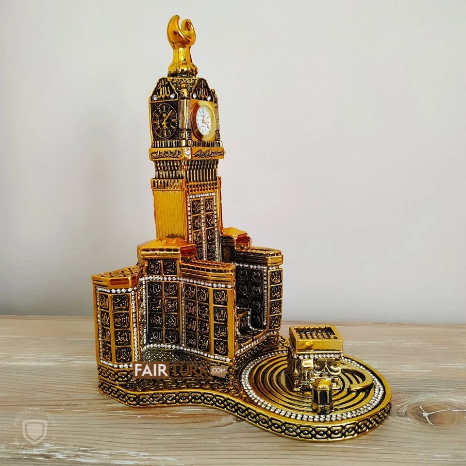 LaModaHome Gold Color Zamzam Tower And Kaaba Islamic Sculpture for Home