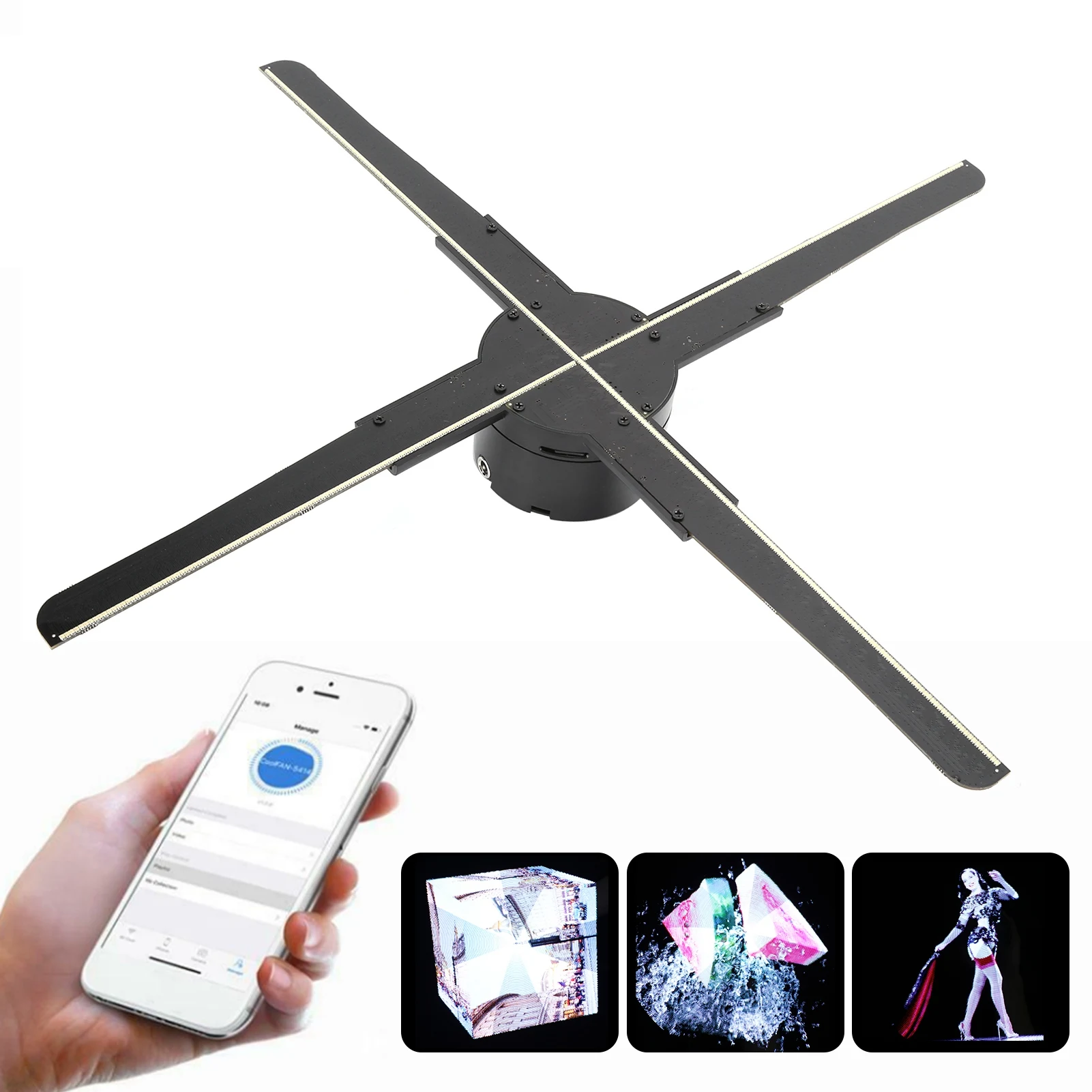 ثلاثية الأبعاد LED واي فاي جهاز عرض ثلاثي الأبعاد 45 سنتيمتر ثلاثية الأبعاد LED واي فاي جهاز عرض ثلاثي الأبعاد عرض مروحة الهولوغرام الإعلان الإسقاط لاعب