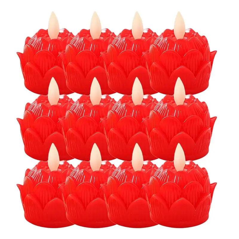 [A92P!】 Buddhist Table Candle Candle Lamp Flameless 12Pieces Buddhist Lights Waterproof 100 Hour Tea Light Battery Operated