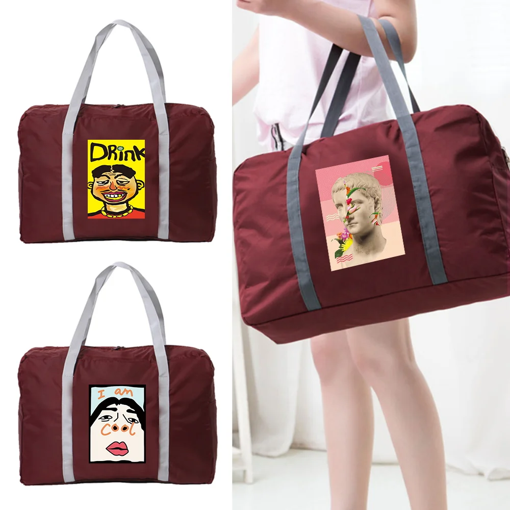 New Foldable Travel Bag Women Portable Storage Bag Unisex Large Capacity HandleBag Funny Pattern Travel Accessories Travel Tote