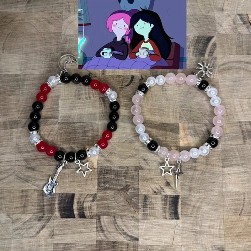 Princess bubblegum and Marceline matching bracelets Y2k handmade