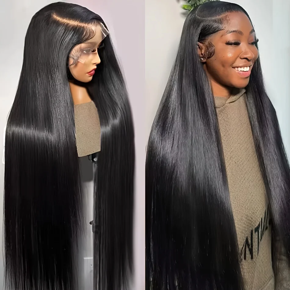 250%Density 13x4 HD Transparent Lace Front Human Hair Wigs Brazilian Virgin Lace Frontal Wigs For Women 13x4 Straight Human Hair