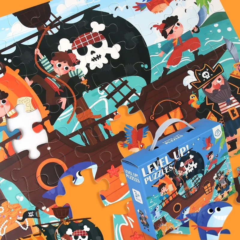 Set di puzzle di giocattoli creativi di puzzle di cartoni animati Montessori personalizzati di carta da 60 pezzi per bambini, ragazzi e ragazze