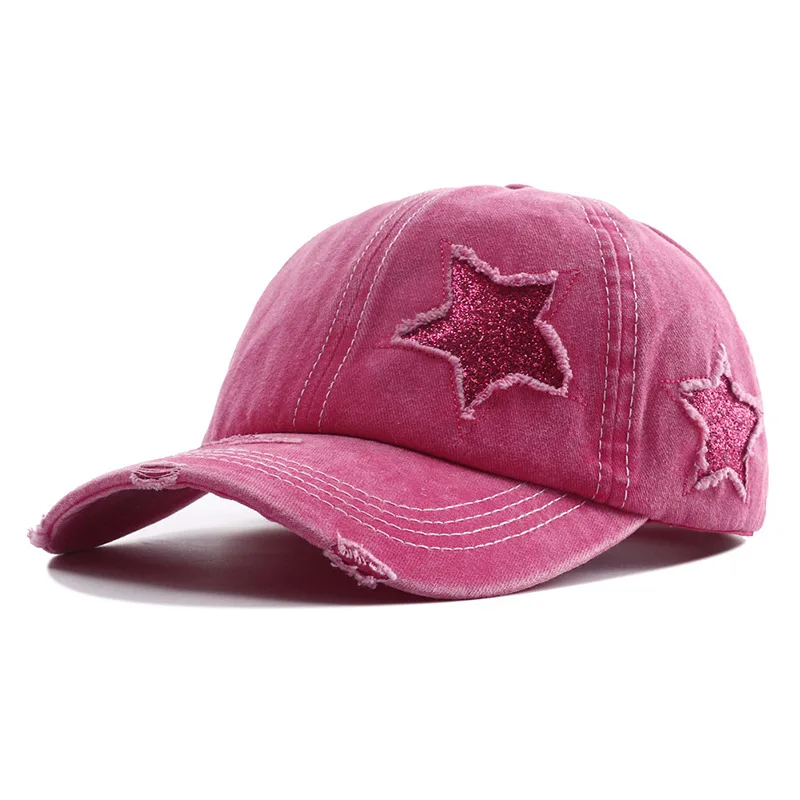 2023 New Star Hollow Out Tail Baseball Cap for Ponytail Snapback Hat  Women Hip Hop Adjustable Distressed Hats Casquettes Femmes