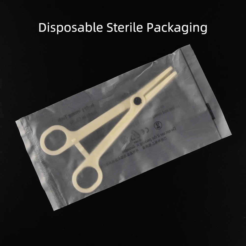 

5pcs Disposable Body Piercing Clamps Plastic Forceps Joint Pliers Body Piercing Pliers Piercing Tool Supply for Woman Man (Beige