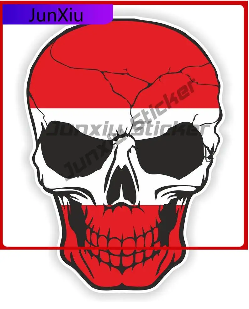 

Austria Skull Sticker With Flag Unique Laptop Car Waterproof Car Styling Vinyl Decal For Car Truck SUV Window Bumper Laptop