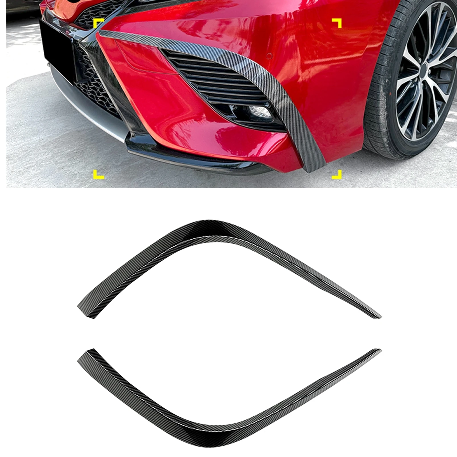 For Toyota Camry 8th SE XSE 2018-2020 Sport Front Bumper Side Air Vent Cover Trim Fog Light Lamp Intake Hood Splitter Frame Kit