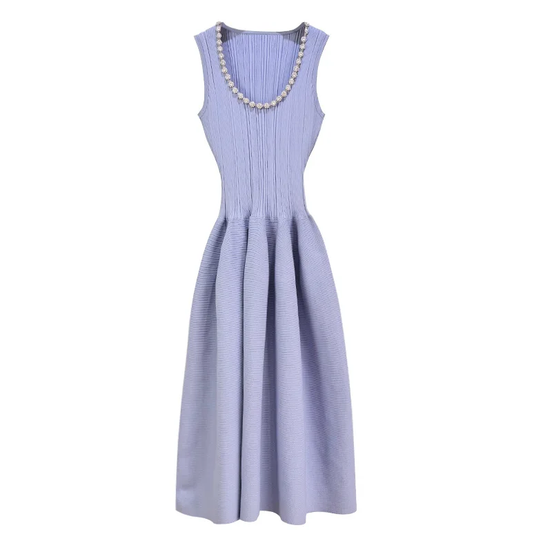 

Diamond-inlaid U-neck Knitted Vest Dress with Gentle and Elegant Temperament Sweet Spring and Summer 2025 New Style Clothes