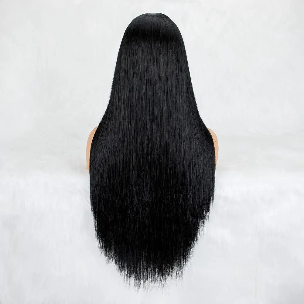 4X1 Natural Black Wig for Women Long Straight Wigs Middle Parting Lace Front Wig Silky Soft Smooth Remy Hair Heat Resistant Fibe