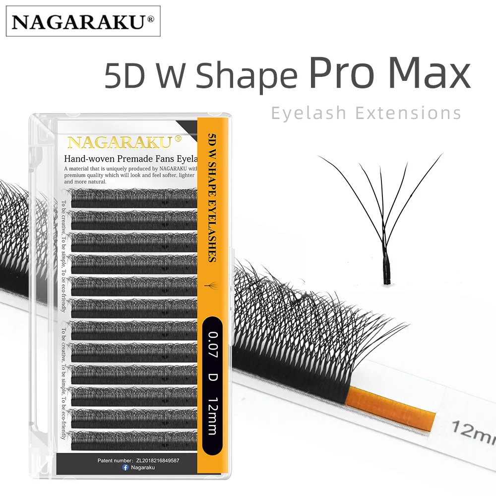 NAGARAKU 5D W Shaped Large Bundle Pro Max Premade Volume Fans Lashes Clover Bloom Natural Soft Dense and Natural False Eyelashes