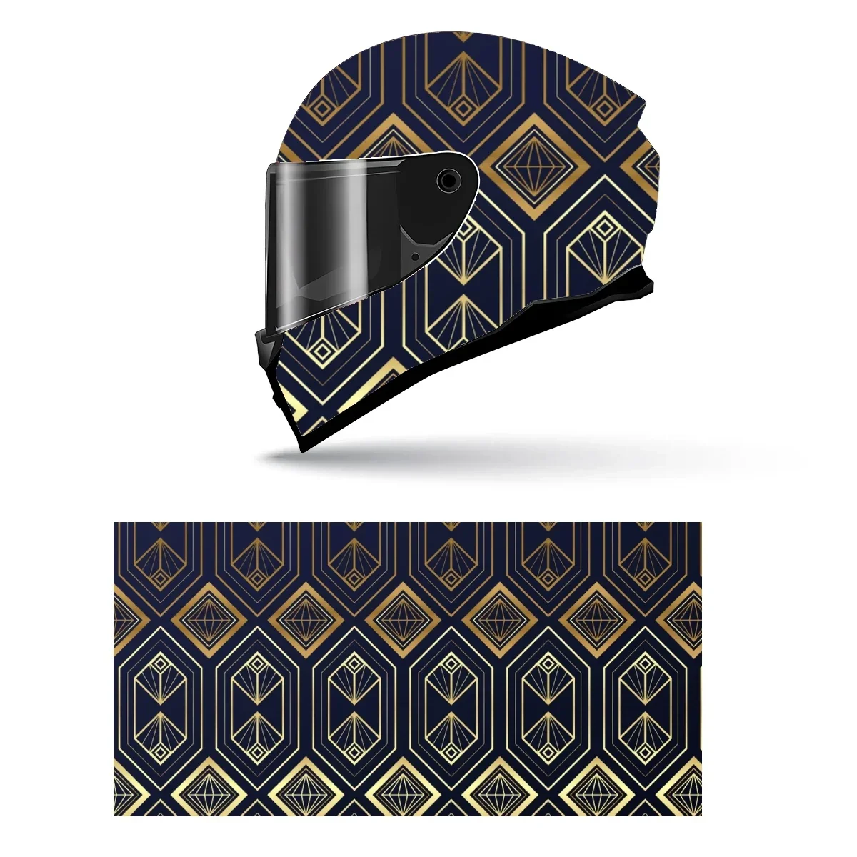

Golden Geometric Luxury Full Helmet Wrap Sticker Motorcycle Helmet Racing Graphic Decal Vinyl Wrap Helmet Decorative Sticker