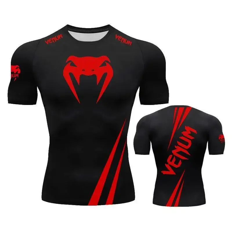 Running T-shirt Men\'s Fitness Rashgarda MMA Short Sleeves Compression Shirt Sun Protection Sports Second Skin Workout Clothing