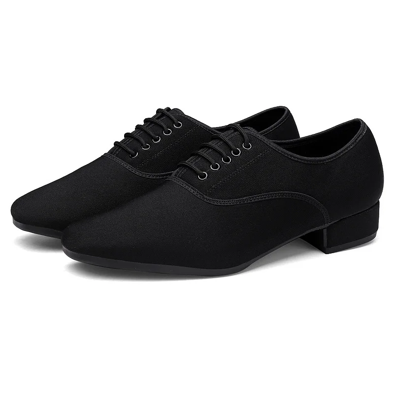 Men Modern Dance Shoes Boys Canvas Latin/Tango/Ballroom Shoes Rubber/Soft Sole Low Heels Man Dancing Shoes Black Professional