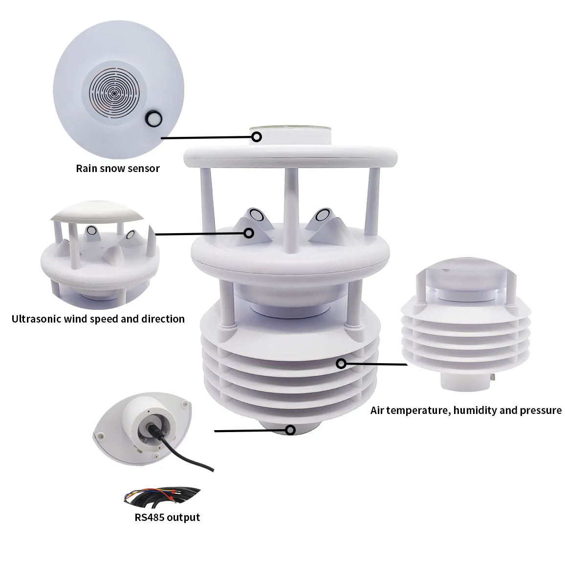 

CE SDI12 LORA LORAWAN WIFI 4G GPRS Outdoor Eight Parameters Compact Weather Station for Electricity Power Towers