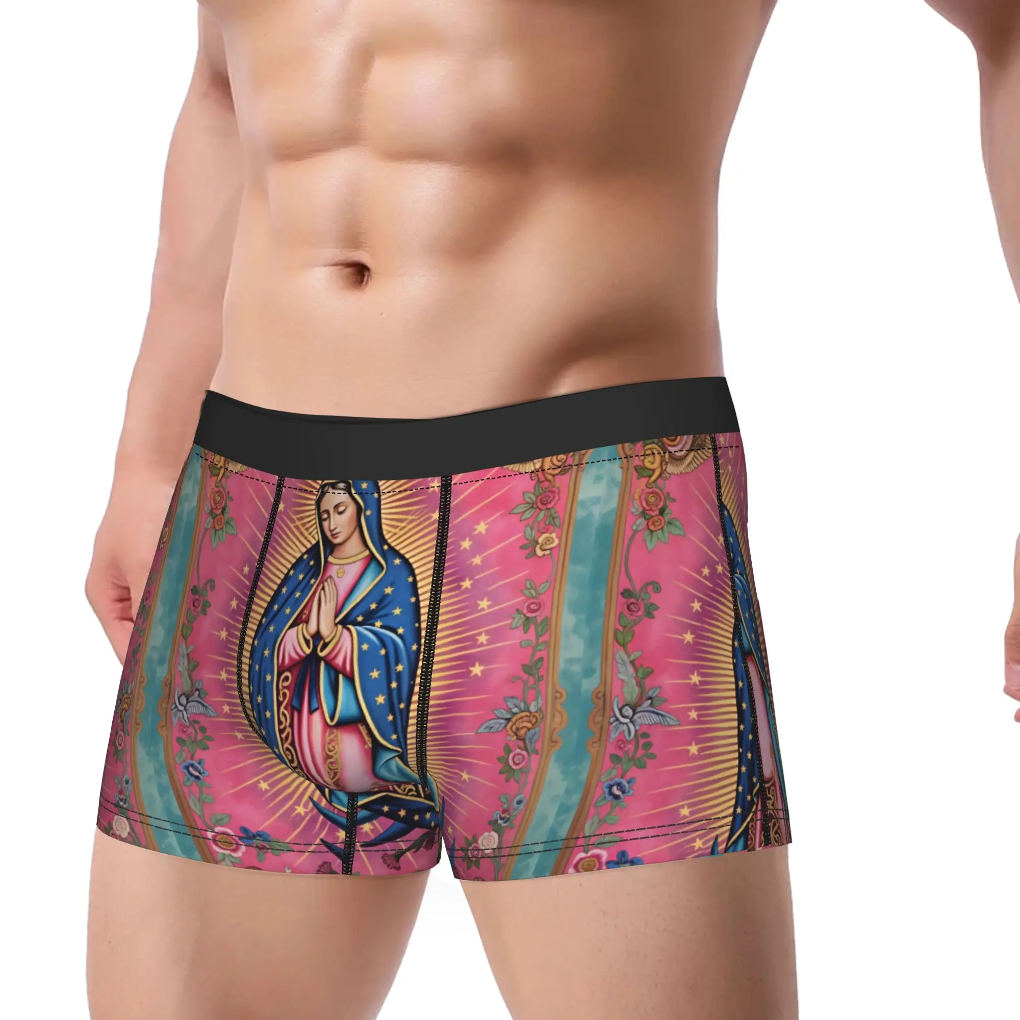 Our Lady Of Guadalupe Virgin Mary Catholic Mexic Boxer Brief Underwear Quality Men's Comfortable Boxer Shorts Plus Size Panties