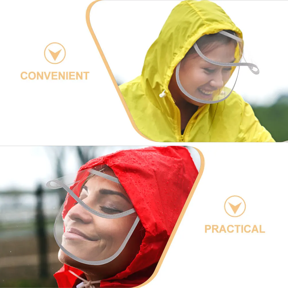 

2Pcs Raincoat Hat Brim Clear Transparent Rain Shield Visor Rainproof Face Protector Raincoat Cap Visor Outdoor Use