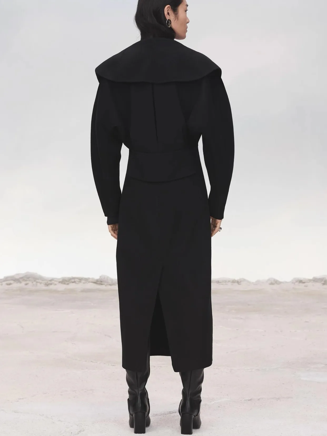 Abrigo de Lana Nea Pura con Cuello Ancho, Prenda Exterior Hoada, Novedad de Otoño Invierno, Abrigo de Manga Larga Estilo ...