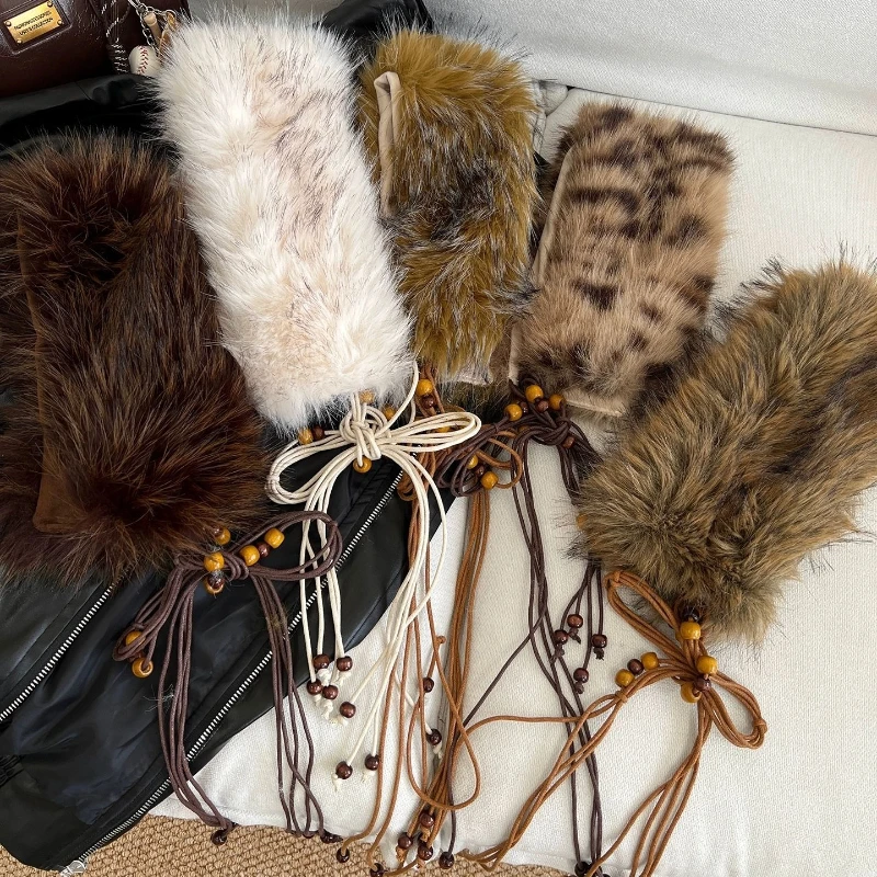 

Современный ретро-шарф-пояс с леопардовым принтом, двойного назначения, в стиле Y2K, для дерзких девушек, модный аксессуар, теплый шарф