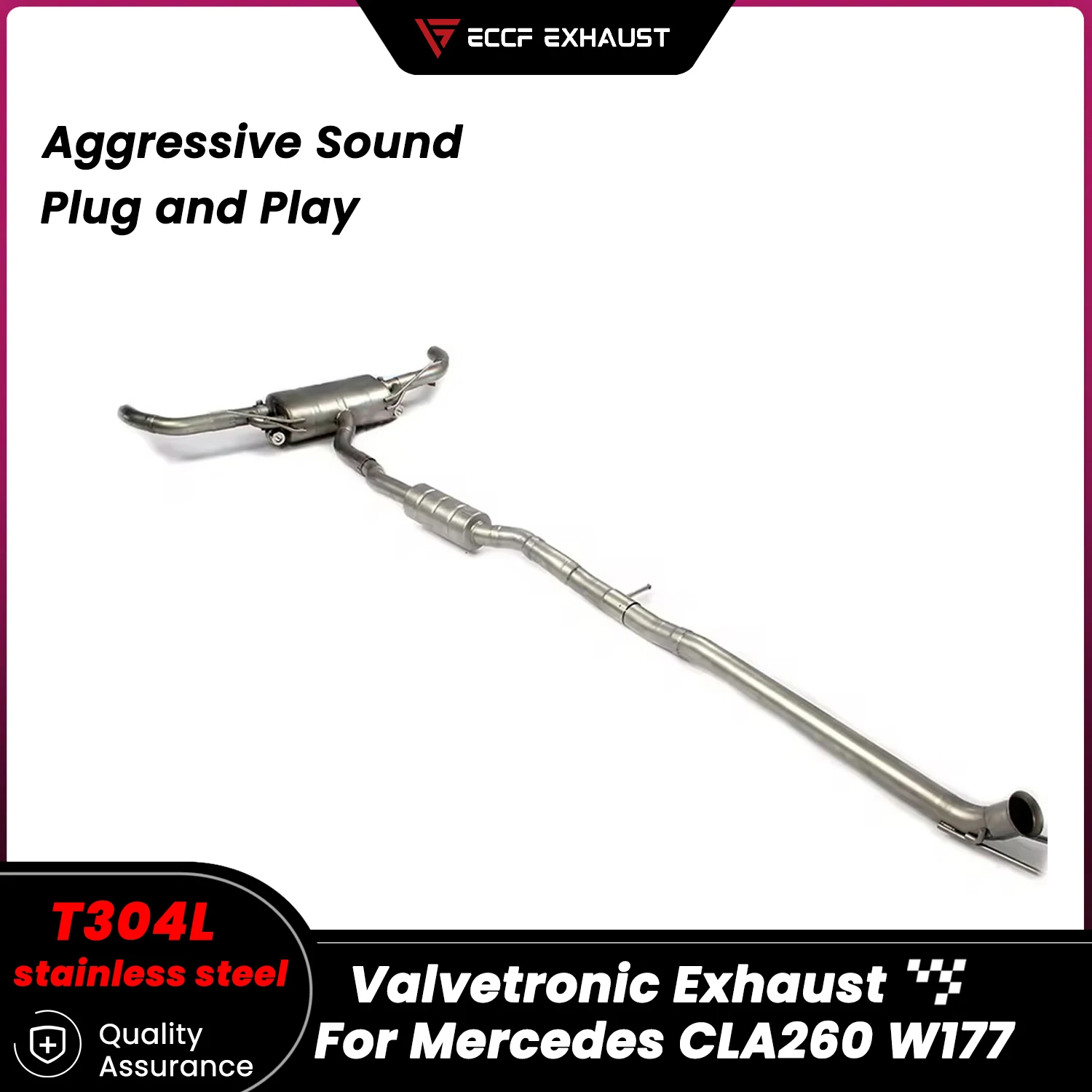 

Выхлоп Catback из нержавеющей стали с клапаном для Mercedes CLA260 W177, свободно регулируемый звуковой контроль