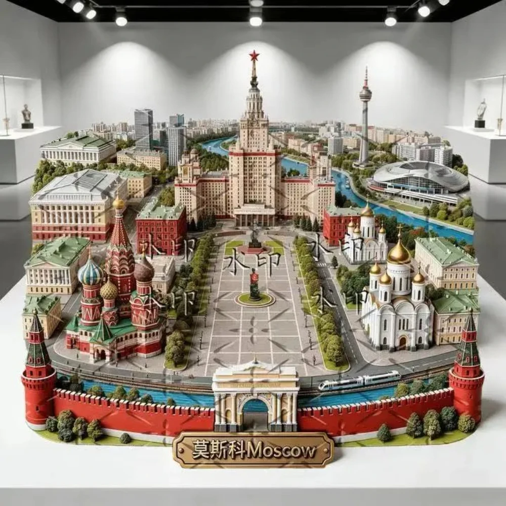 3D Embossed Moscow Red Square Kremlin Metal Fridge Magnet Magnetic Creative Travel Souvenir