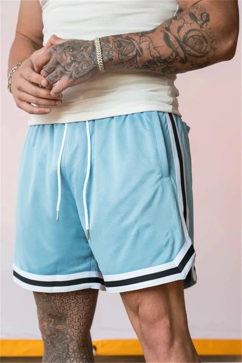 Men\'s double-decker Sports Shorts Mesh Quick Dry Loose Training Shorts men new Summer Fitness Joggers Casual Breathable Shorts