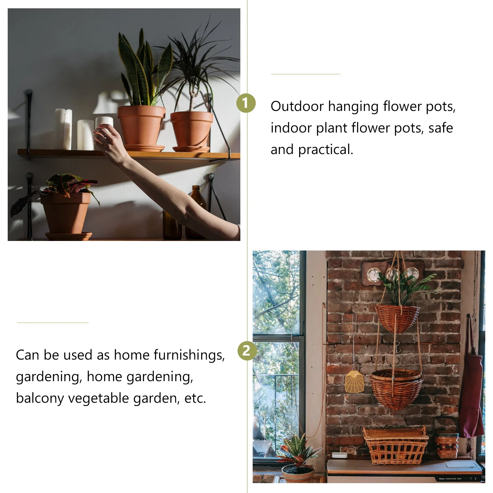 

1Pcs Resin Hanging Flower Pot Durable Plastic Wall Planter Indoor Outdoor Garden Plant Holder Plastic Flowerpot