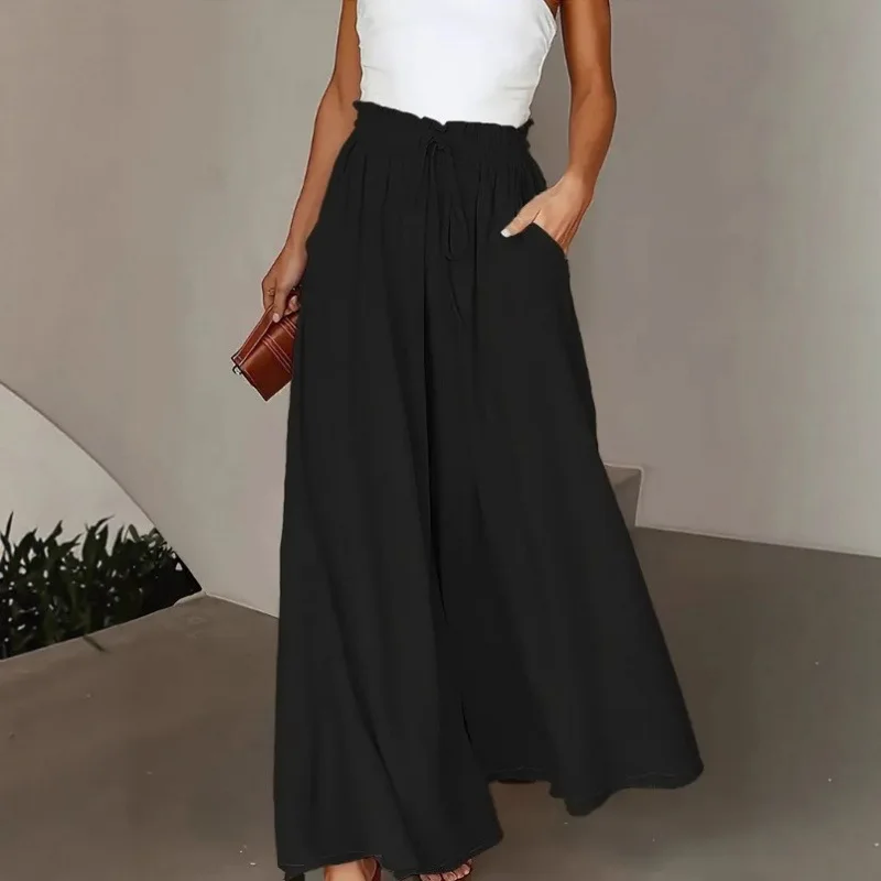 

Summer 2026 New Women's Wide Leg Trousers Elastic Waist High Waist Trousers Skirt