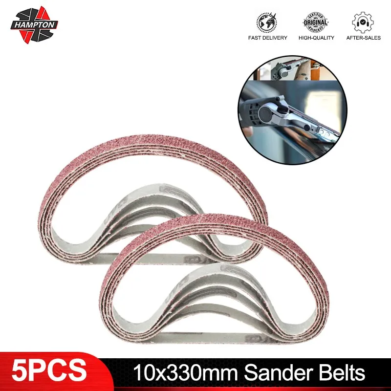 

5PCS Sanding Belt 10x330mm Abrasive Belt for Wood Soft Metal Grinding Polishing Abrasive Tools 40 60 80 120 Grit