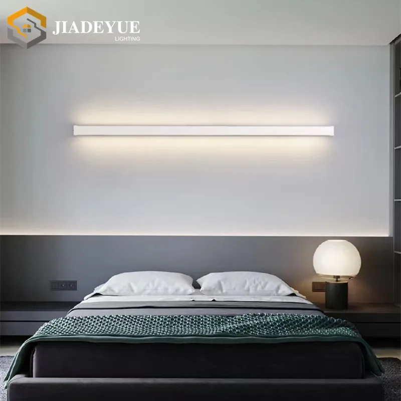 Lampu dinding panjang garis minimalis Nordic lampu dinding interior ruang tamu samping tempat tidur led putih