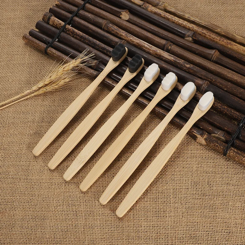 4Pcs 20000 Extra Soft Bristle Toothbrushes for Adults,Eco-Friendly, Natural Wooden Organic Micro Nano Bamboo for Sensitive Gums