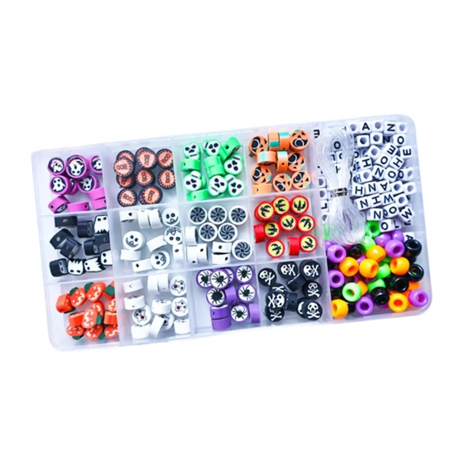 Halloween Resin Bead Assortment Box Jewelry Making DIY Craft Organizer Loose Spacer Beads for Bracelet Necklace Making Supplies