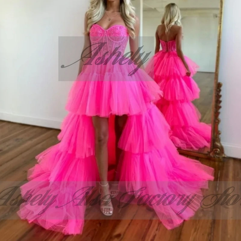 A2751 高品質フチサウエディングドレスレースチュールティアード女性ハイロー結婚式のゲストパーティードレス特別な日の摩耗カスタマイズ