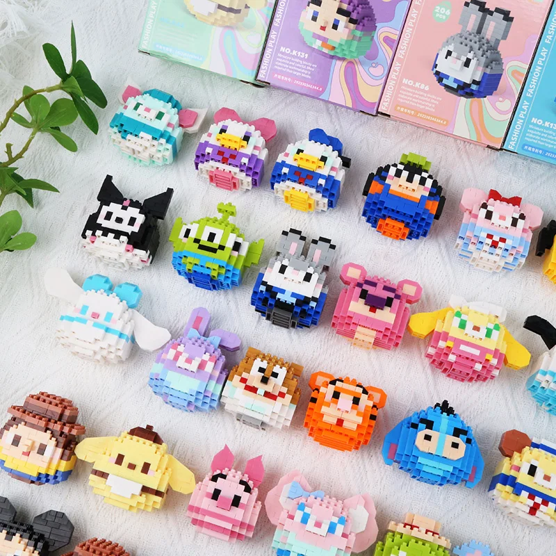 

Disney 108 Style Stitch LinaBell Hello Kitty Building Blocks Princess Cartoon Figrues Bricks Children's Assembly Toys Model Gift