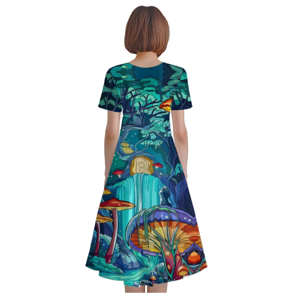 Summer Dress V Neck Stylish Party Dresses Fashion Women Psychedelic Dress  A-Line Evening Dresses Chic Robe Trendy Girl Vestido