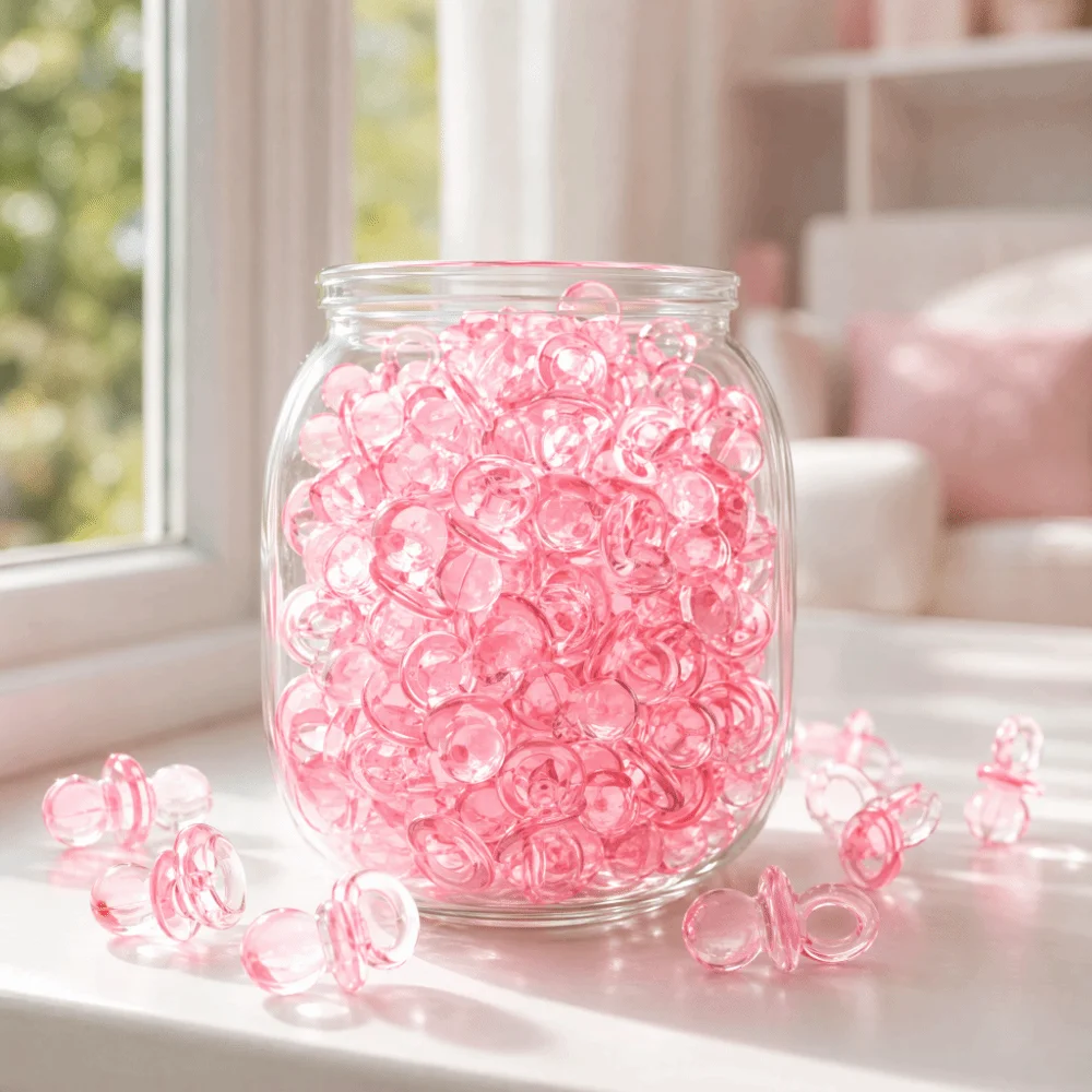 50PCS Acrylic Acrylic Baby Pacifiers 0.47in Lightweight Table Decoration Baby Shower Decoration Multiple Optional Colors