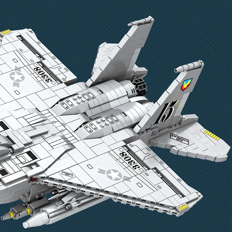軍用 F15E 戦闘爆撃機飛行機ビルディングブロック、空軍 MOC 33034 第二次世界大戦大型飛行機モデル 2216 個誕生日ギフト