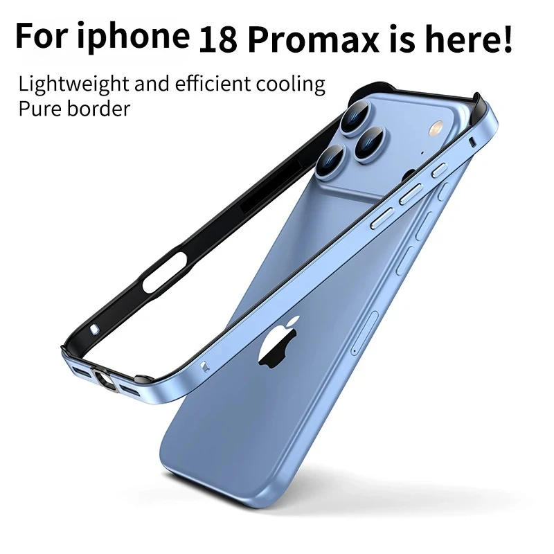 Luxury Aluminum Metal Heat dissipation Frame Case for iPhone 18 Pro Max 17 Air 16 15 Pro Max Metal TPU Bumper Anti-drop Cover