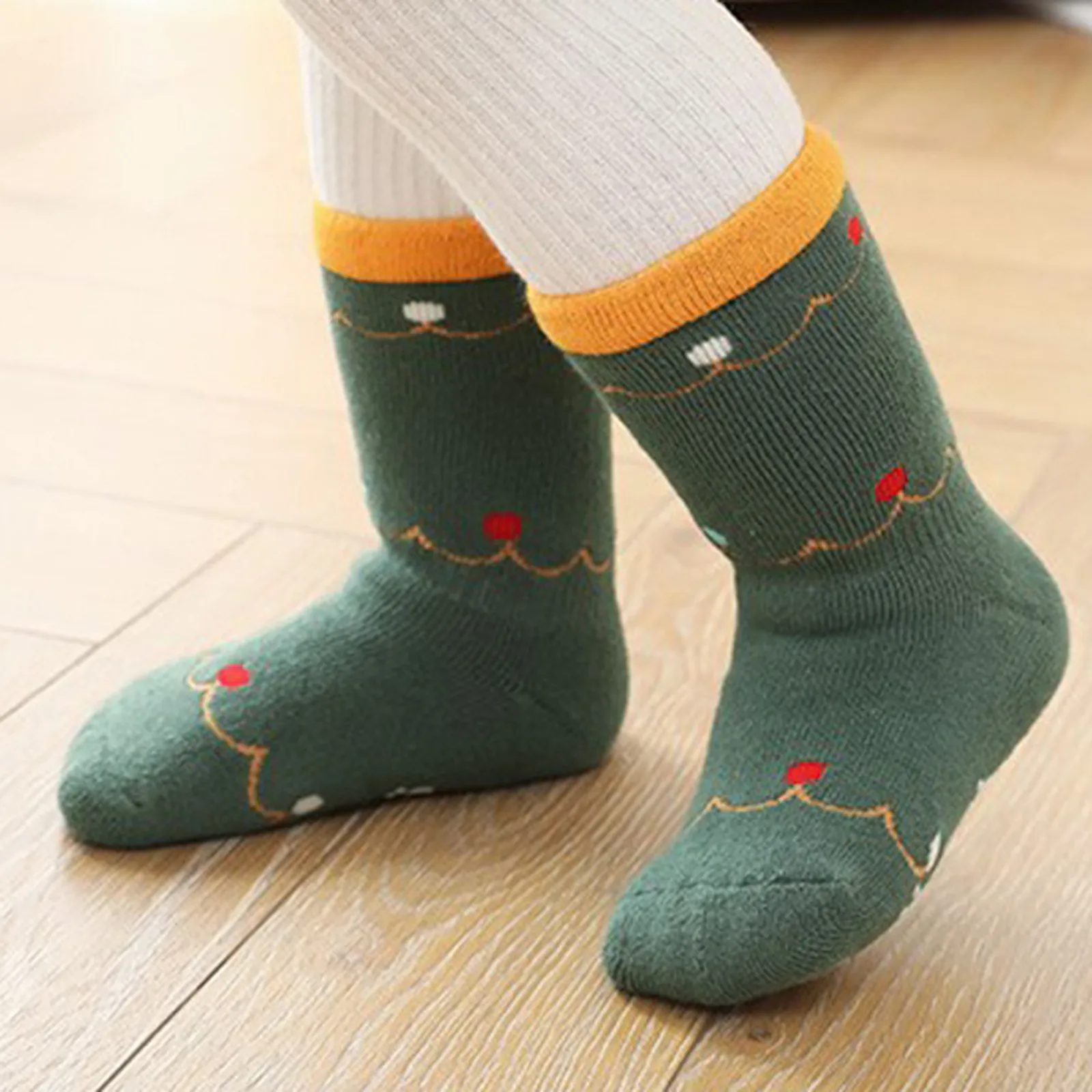 

Простые универсальные модные носки-чулки, модные мультяшные рождественские принты, милые нескользящие и зимние Calcetines mujer