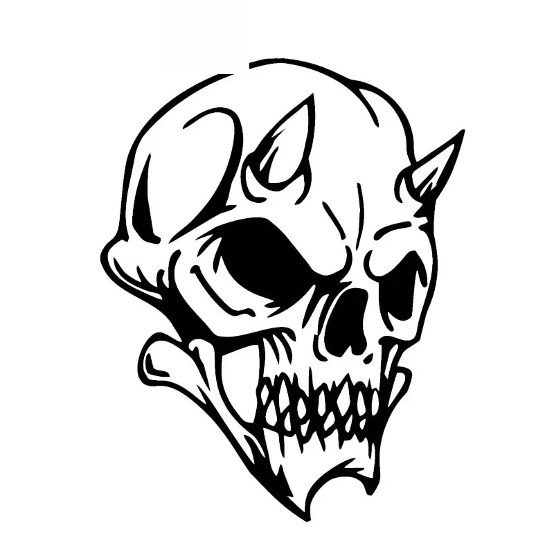 Car Sticker Funny Skull Horn Decoration Car Sticker PVC Motorcycle Bike Decal Graphic Waterproof Sunscreen Black/white,17cm*13cm