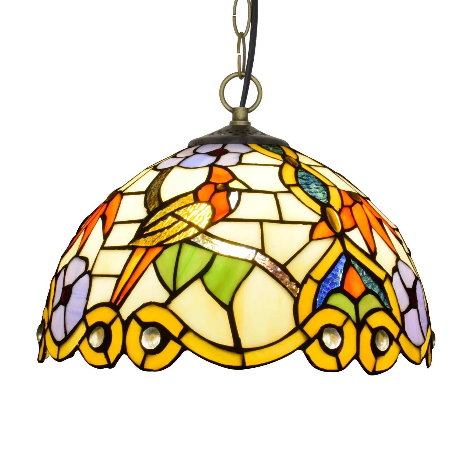 12inch 30cm Tiffany Stained Glass Lampshade Pendant Light Lamp Home Decor Thrush Bedroom Restaurant Balcony Aisle Bar Chandelier