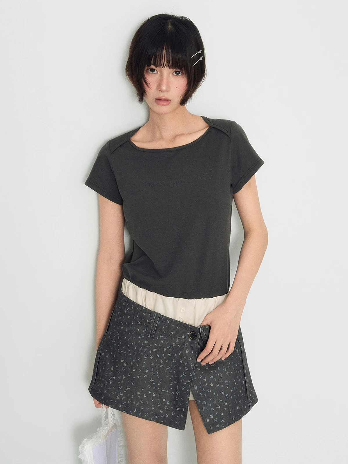 NAPSNAPS Original One-Piece Split Workwear  Skirt Women Summer Bloom Shorts Bottoms Cotton Low Waist A-Line Skirt