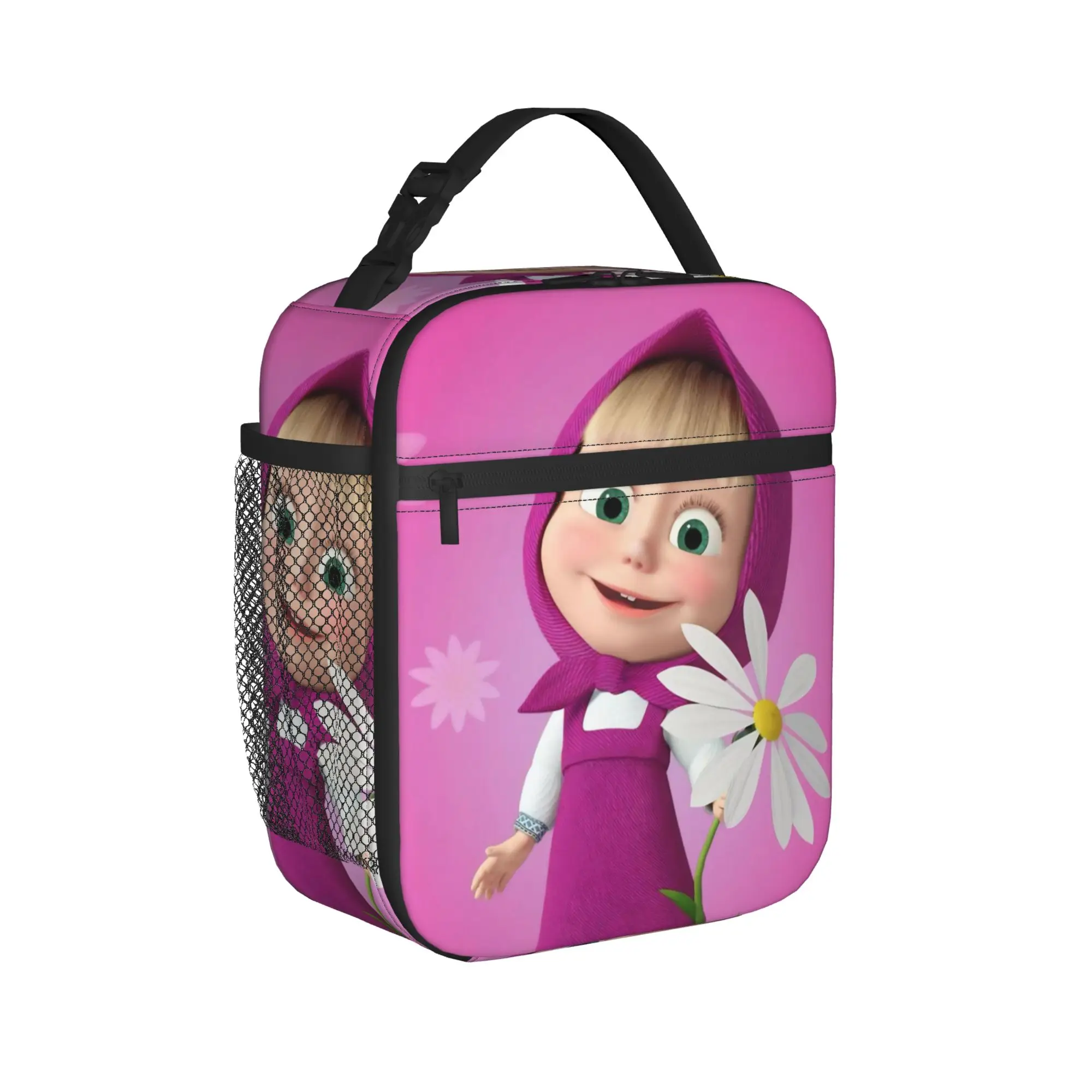 Cartoon M-Masha and Bear Thermal Insulated Lunch Bags for School  Portable Bento Box Thermal Cooler Lunch Boxes