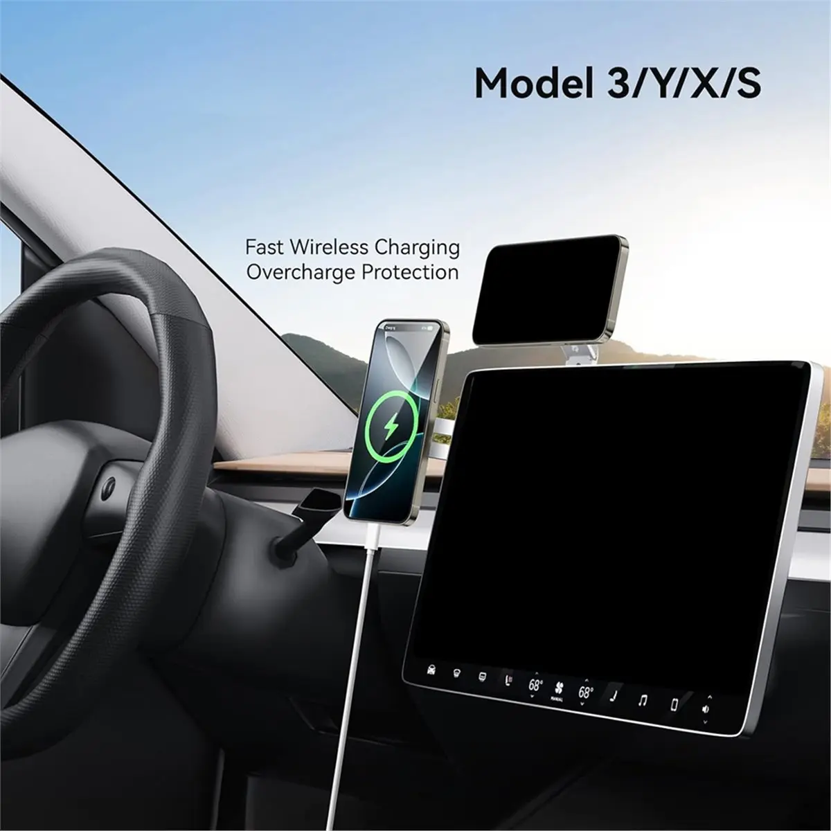 Laptop Phone Holder, Magnetic Phone Stand for for & All Phones for (Silver)