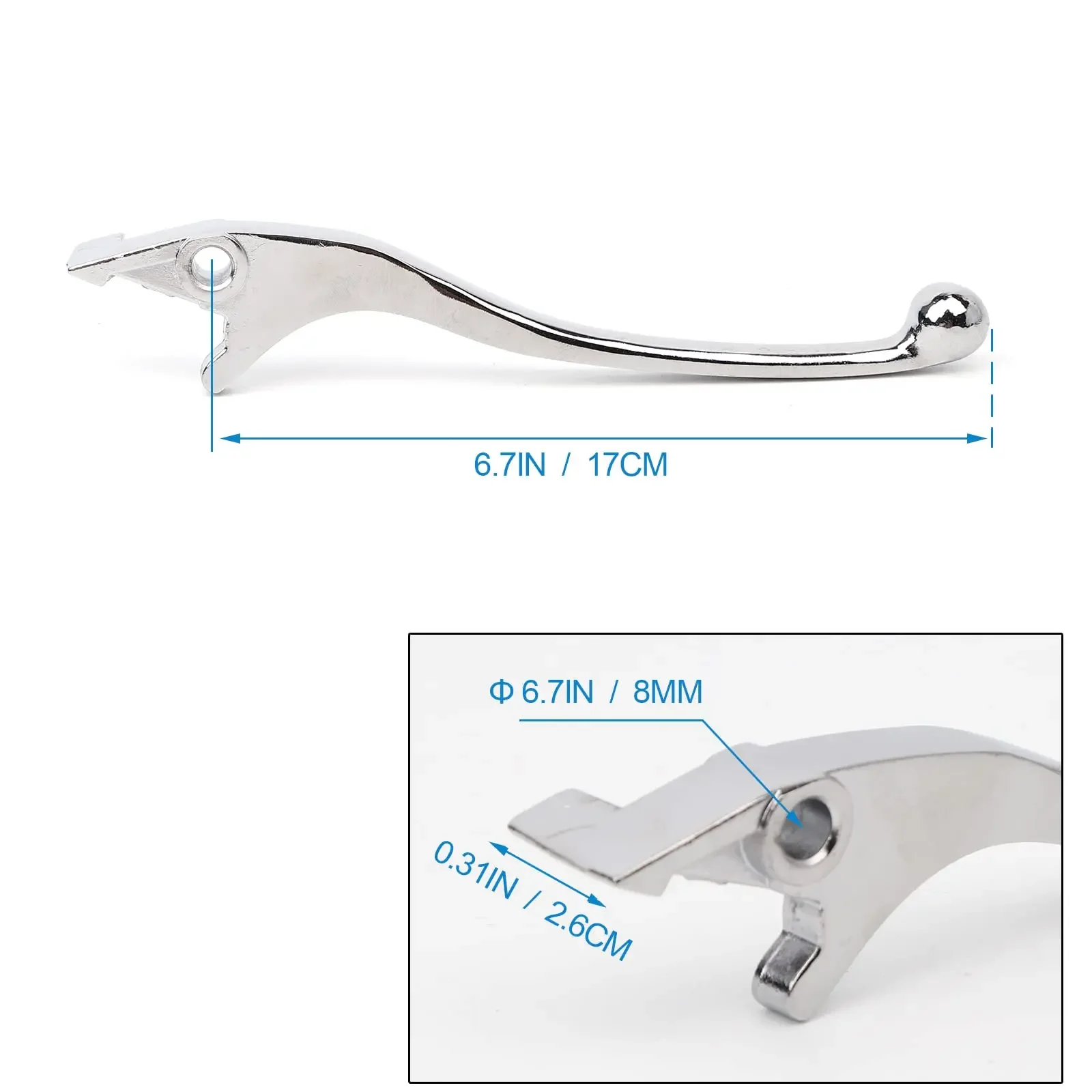 Silver Right/Left Disc Brake Lever for 50cc 125cc Chinese Dirt Bike Pit Bike Honda Yamaha Joker Parts Chrome Plating