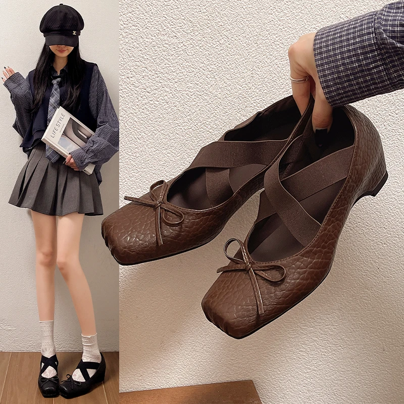 

Bow Mary Jane Square-Toe Pearl Shoes Women's Shoes 2026 Single Shoes Trendy Versatile Style